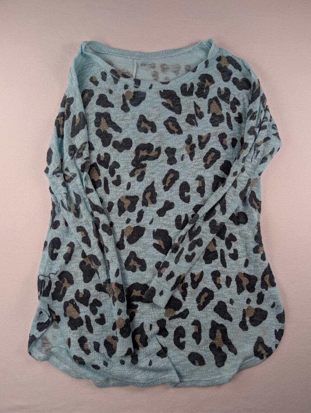 Luna Chix Leopard Print Teal Long Sleeve Top Women’s Small Y2K